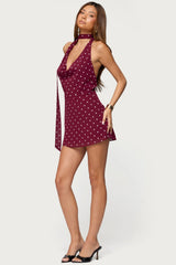 Polka Dot Cowl Neck Mini Dress