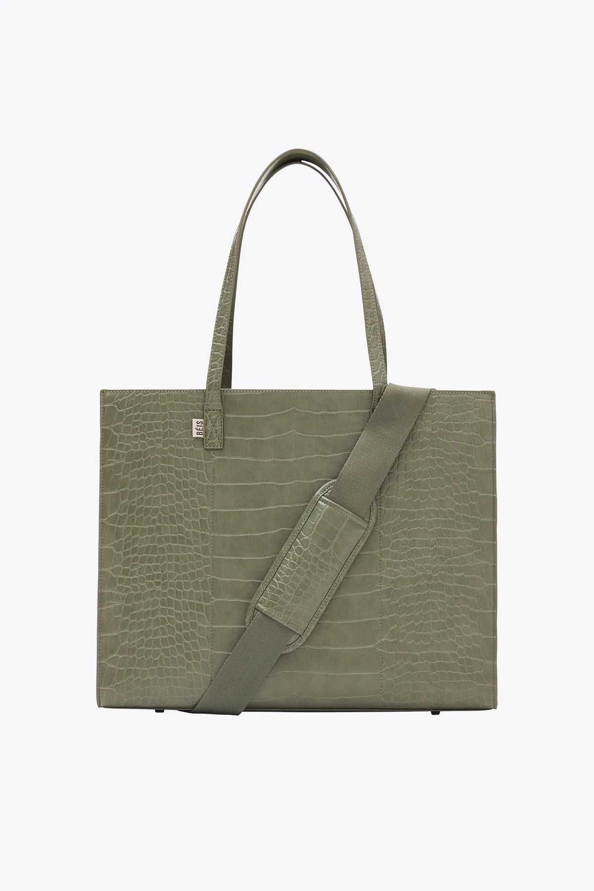 BEIS 'The Large Work Tote in Olive Croc