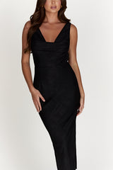 MESHKI Fallon Cowl Midi Dress - Black