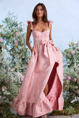 The Veronica Dress in Light Pink Windsor Brocade
