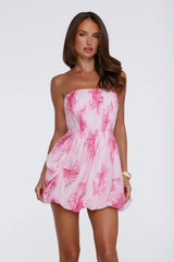Dream Bubble Strapless Mini Dress Pink