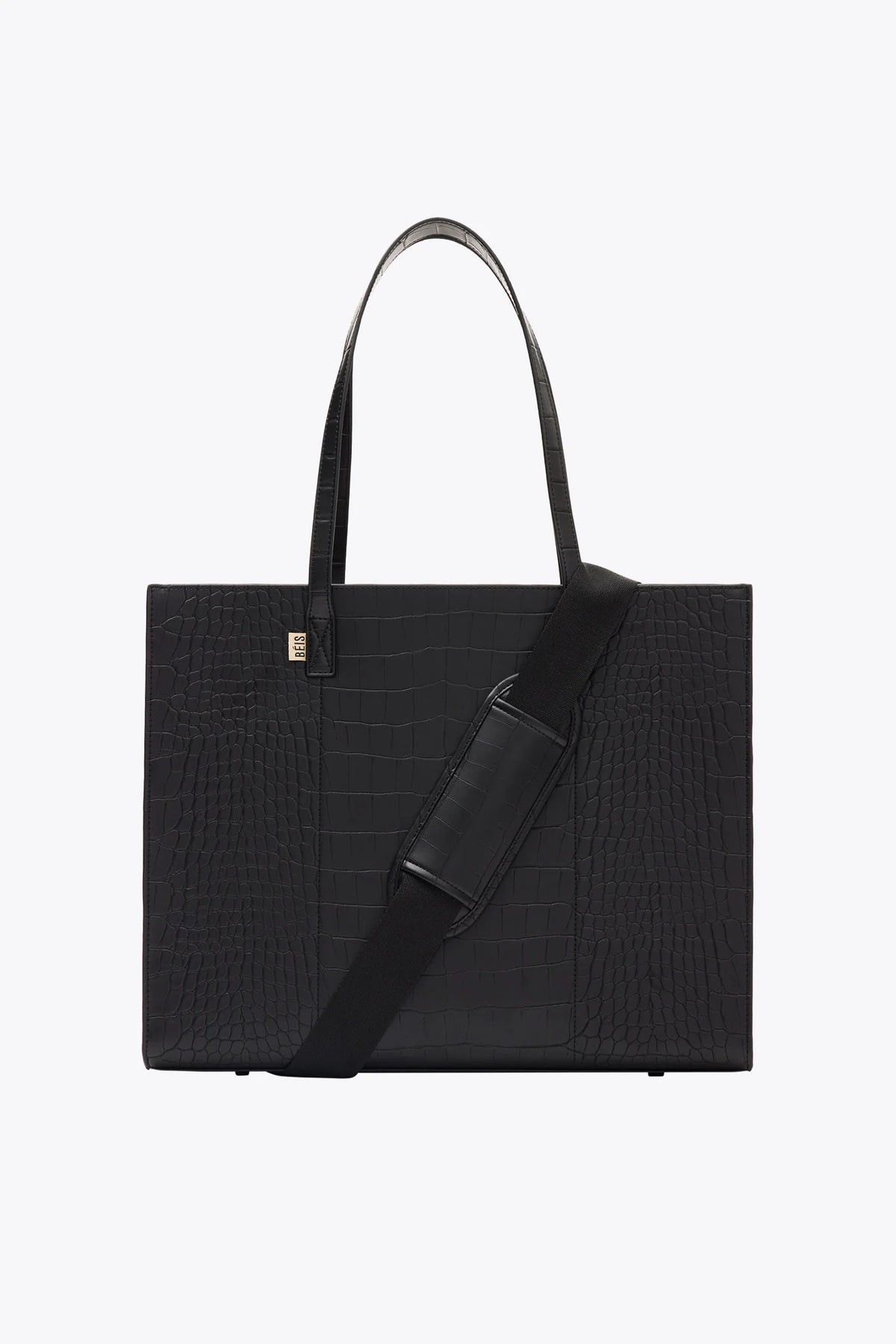 BEIS 'The Large Work Tote in Black Croc
