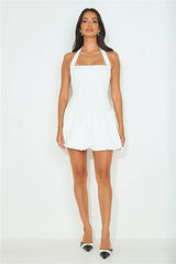 Perfect Personality Halter Mini Dress White