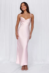 BEACNLADY The Penelope Cowl Satin Maxi Dress Pink