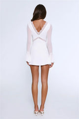 Flash Flair Long Sleeve Mini Dress White