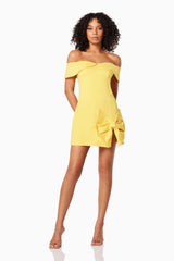 Cadence Off The Shoulder Mini Dress In Yellow