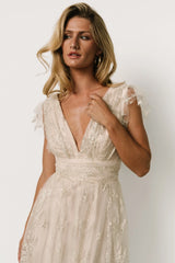 Karina Shimmer Gown | Ivory + Silver