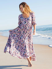 Collette Tiered Maxi Dress - Dusty Vintage Floral
