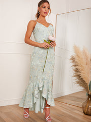 Embroidered Floral Cami Maxi Dress in Mint