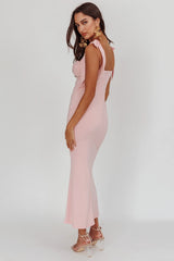 Rose Garden Tied Shoulder Midi Dress Blush