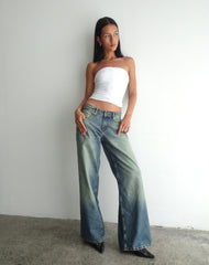 Roomy Extra Wide Low Rise Jeans In Extreme Blue Green
