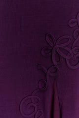 Nesta Embroidery Off Shoulder Knit Dress - Plum