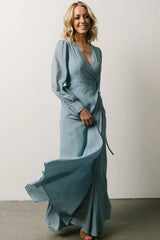 Kelsey Wrap Dress | Dusty Blue