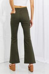 Clementine High-Rise Bootcut Jeans in Dark Olive