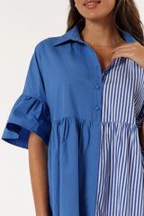 Didi Frill Mini Dress - Cobalt Stripe