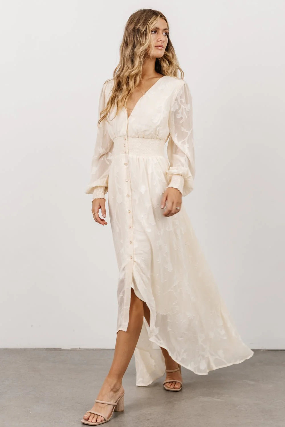 Mayfair High Low Maxi Dress | Vintage Cream