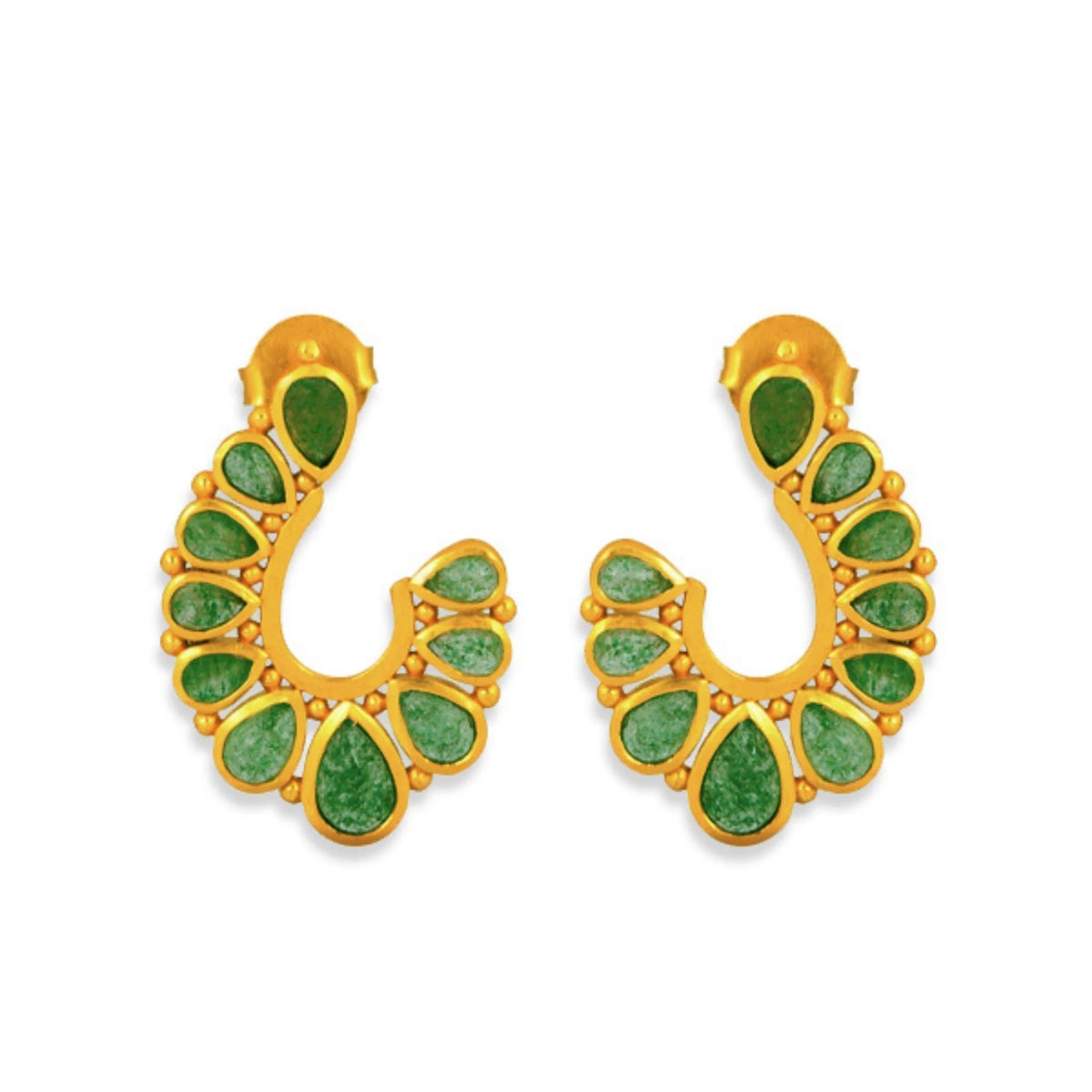 Riverbend Earrings - Green Strawberry Quartz
