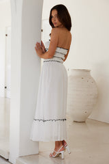 Garden Goddess Strapless Maxi Dress White