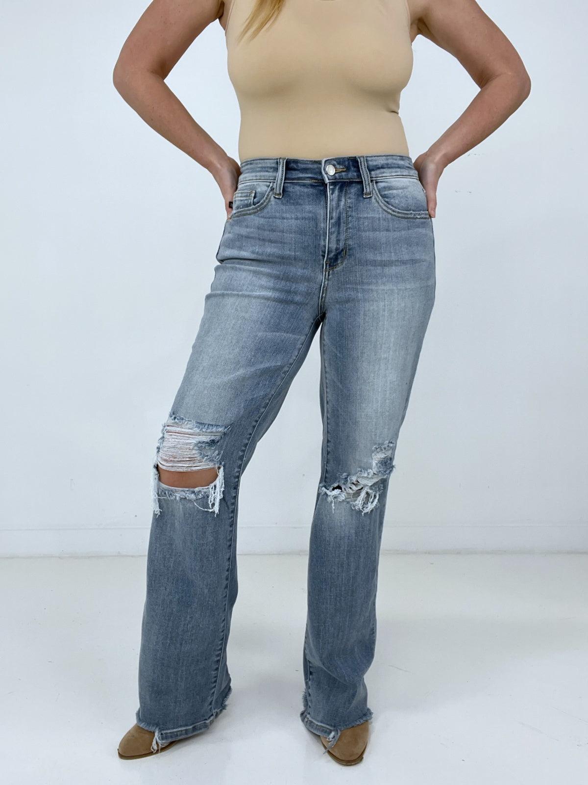 Judy Blue "The Highlight" High Waist 90's Distressed Straight Jeans