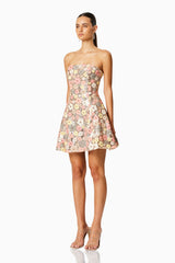 Forsythia Strapless Mini Dress In Multi