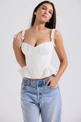White Peplum Cotton Corset
