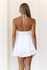 Effortlessly Iconic Halter Mini Dress White