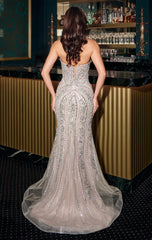 TYLER GOWN - CRYSTAL BEADED STRAPLESS MERMAID DRESS