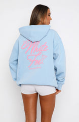 With Love & Kisses Oversized Hoodie Baby Blue