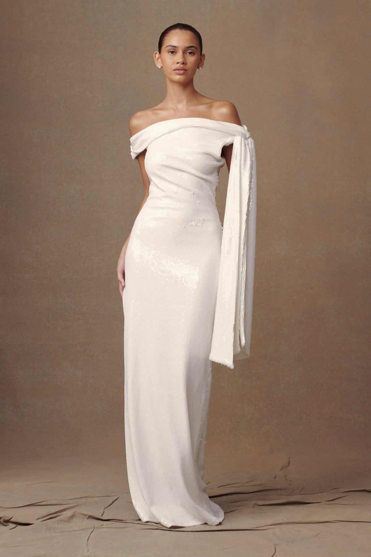 MESHKI Catarina Sequin Maxi Dress - White