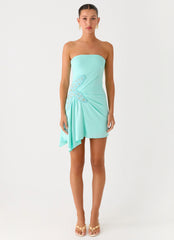 Ocean Dream Strapless Mini Dress - Turquoise
