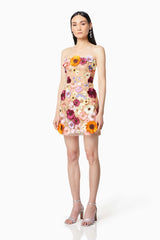 Arabella Strapless Mini Dress In Pink