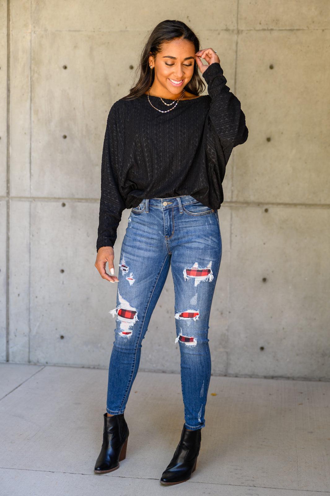 Buffalo Plaid Peek-A-Boo Skinnies