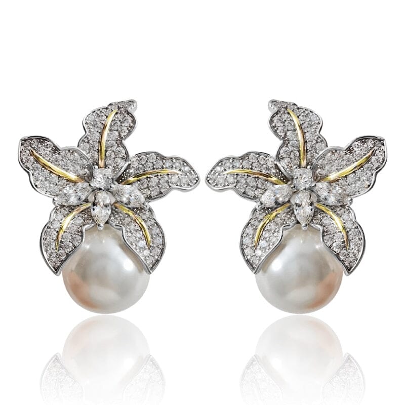 Gorgeous Flower Imitation Pearl Earrings