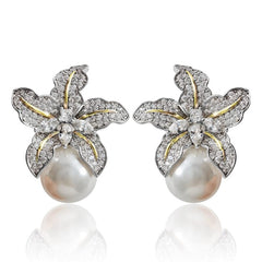 Gorgeous Flower Imitation Pearl Earrings
