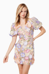 Anthea 3D Lace Mini Dress In Purple
