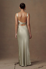 MESHKI Ensley Satin Maxi Dress - Sage
