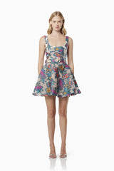 Zenobia Burnout Jacquard Mini Dress In Multi