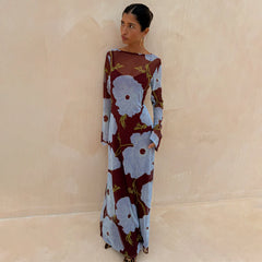 Burgundy & Blue Poppy Aria Dress