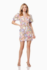Anthea 3D Lace Mini Dress In Purple