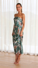 Dreamers Strapless Maxi - Green Floral