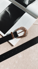 Amelie Twist Buckle Belt - Black/Gold