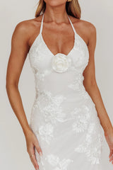 Your Affections Rosette Ribbon Embellished Maxi Dress White