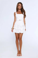 Smitten Season Embroidered Mini Dress White