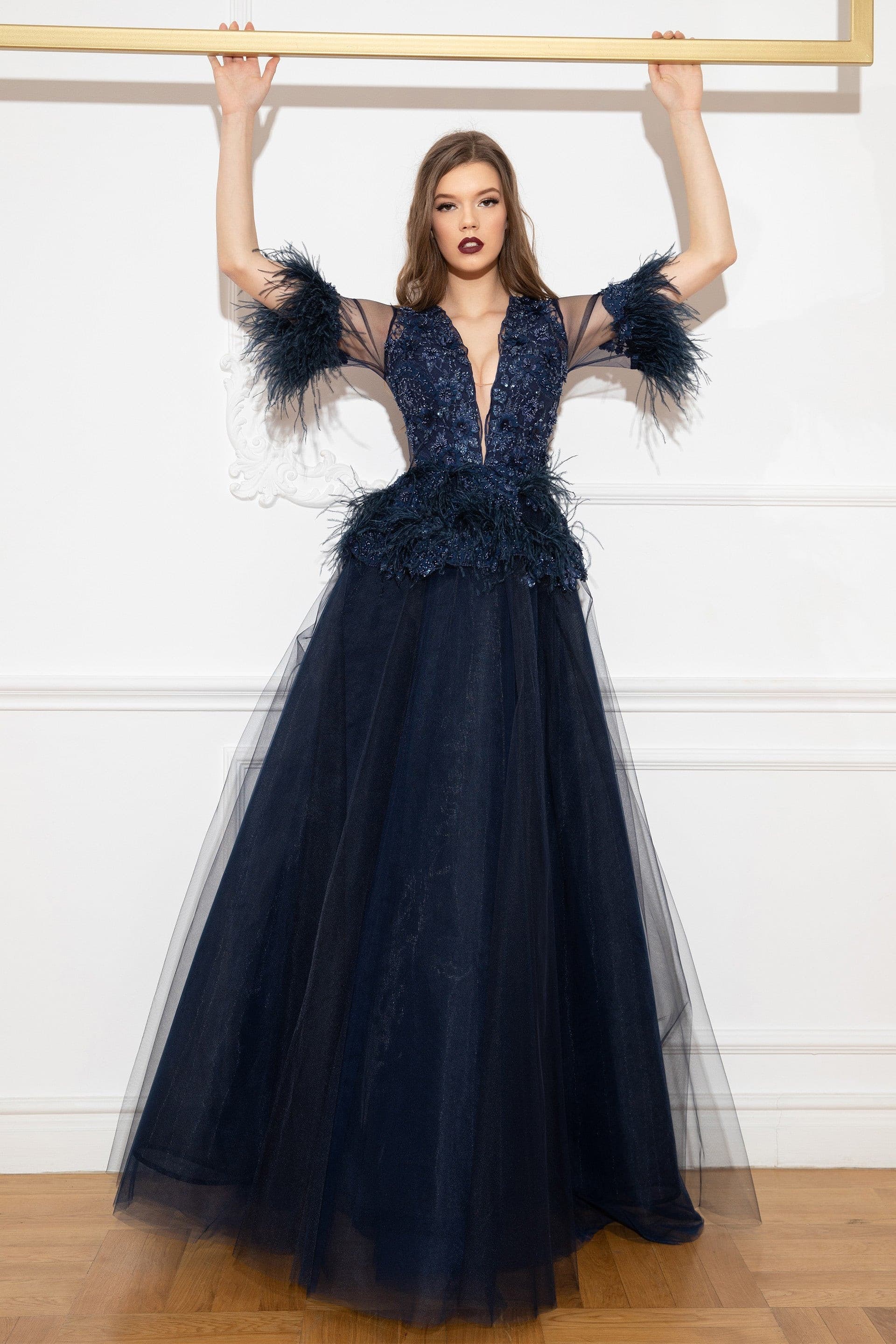 Handmade embroidery with 3D flowers